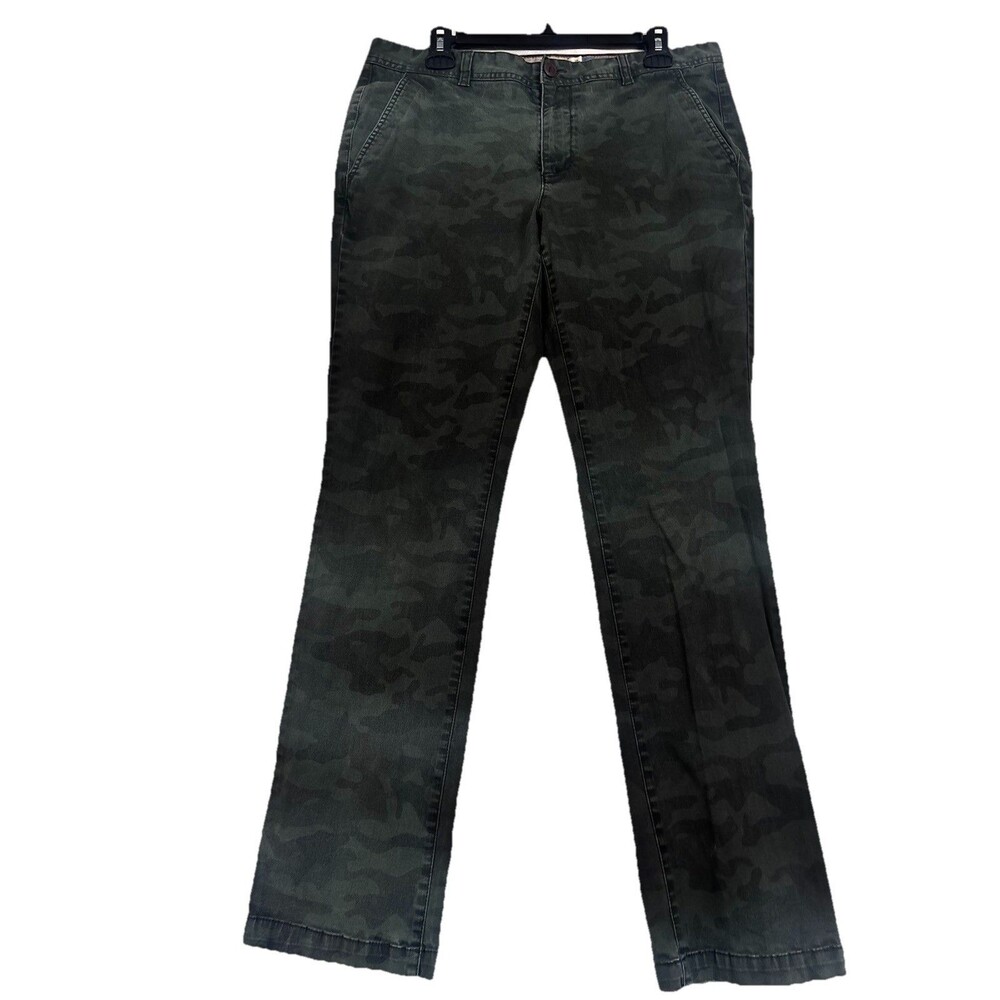 Weatherproof Vintage Camo Stretch Chino Pants Mens 34x32 Green Slim Straight